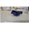 Image 3 : Cobalt Blue Art Glass Vase and Ceramic Deer, Turkey, Pheasant Figurines