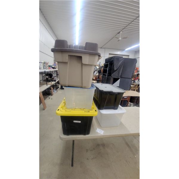 Stack of 5 Storage Totes: all with lids