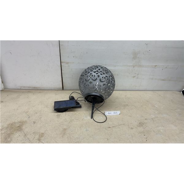 Solar-Powered LED Patio Light with Decorative Metal Sphere