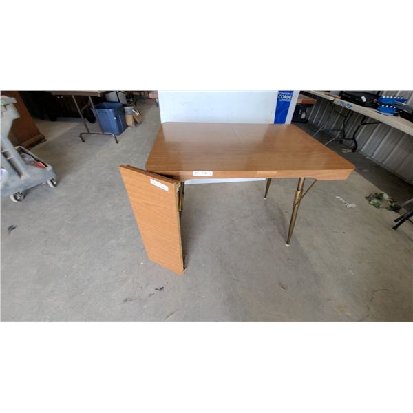 Mid-Century Modern Drop-Leaf Dining Table with Brass-Toned Legs 29”×42”×30”