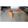 Image 1 : Mid-Century Modern Drop-Leaf Dining Table with Brass-Toned Legs 29”×42”×30”