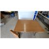 Image 2 : Mid-Century Modern Drop-Leaf Dining Table with Brass-Toned Legs 29”×42”×30”