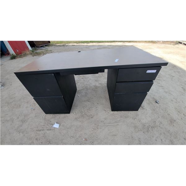 Black and Tan Office Desk with Two 3-Drawer Pedestals 30”×60”×30”