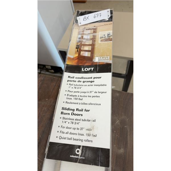 Colonial Elegance Loft Mural Collection Sliding Barn Door Rail, 1” x 78 3/4”, Fits Doors up to 37”