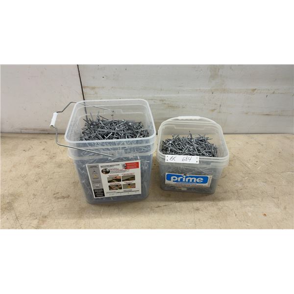 Two Containers of Galvanized Twisted-Shank and Straight Nails