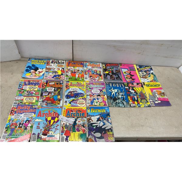 18 Comic Books: Archie, Batman, Robin, Punisher 2099, Mickey Mouse, Scamp