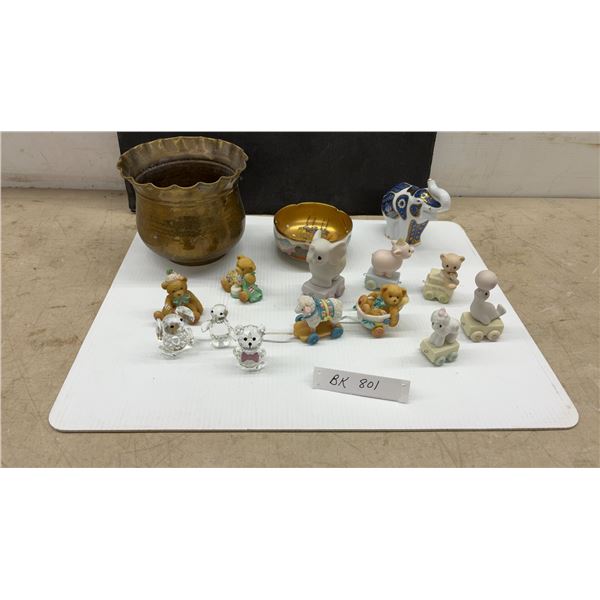 Precious Moments Birthday Train Figurines, Cherished Teddies, Brass Planter, Elephant