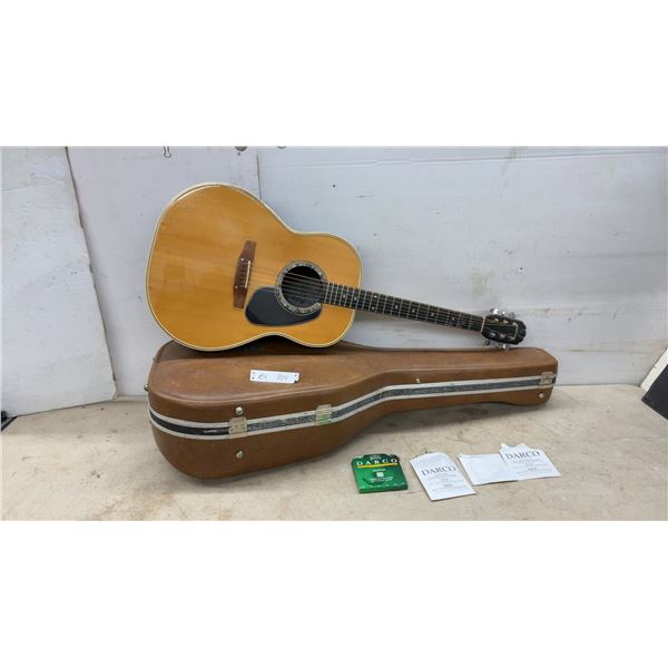 Applause Acoustic Guitar with Hard Case and Extra Darco Strings, Handle on Case Broken