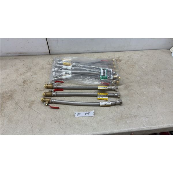 Aqua Dynamic 18” 3/4” FIP x 1/2” Push-Fit Valve Braided Stainless Steel Water Heater Connectors