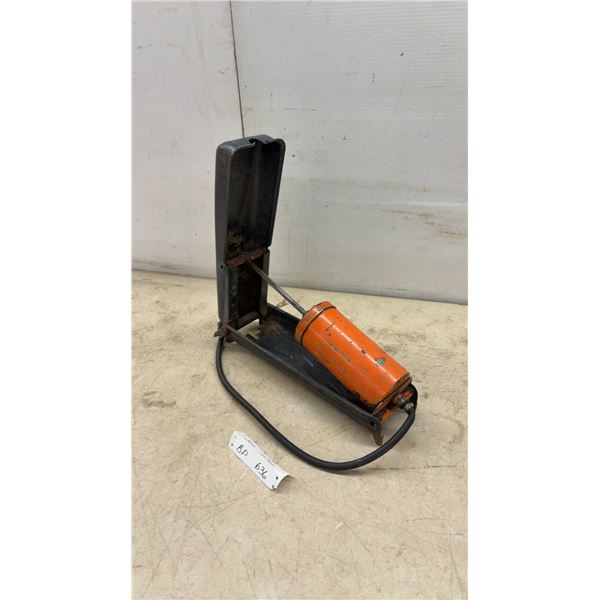 Vintage Foot-Operated Single-Cylinder Air Pump with Hose and Tire Valve Connector