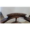 Image 2 : Antique Carved Wood Corner Chair with Orange Upholstered Seat