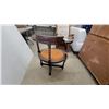 Image 6 : Antique Carved Wood Corner Chair with Orange Upholstered Seat