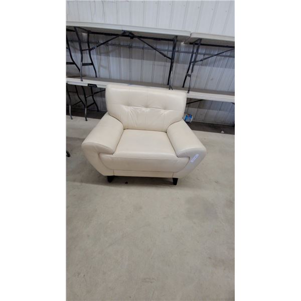 Cream Leather/leather style comfy Armchair
