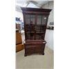 Image 1 : Gibbard Dark Wood China Cabinet with Glass Doors and Brass Handles, 77”×40”×20”