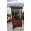 Image 1 : Gibbard Corner Dark Wood China Cabinet with Glass Doors and Lower Cabinets 77”×40”×22” lights up
