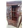 Image 7 : Gibbard Corner Dark Wood China Cabinet with Glass Doors and Lower Cabinets 77”×40”×22” lights up