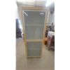 Image 1 : Tall Wood and Frosted Glass Display Cabinet with 2 Doors and 2 Interior Shelves 75”×25”×14”