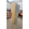 Image 2 : Tall Wood and Frosted Glass Display Cabinet with 2 Doors and 2 Interior Shelves 75”×25”×14”