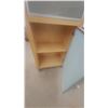 Image 6 : Tall Wood and Frosted Glass Display Cabinet with 2 Doors and 2 Interior Shelves 75”×25”×14”