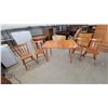 Image 1 : Oak Dining Table with 6 Spindle Back Chairs 30”×49”×36”