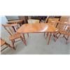 Image 2 : Oak Dining Table with 6 Spindle Back Chairs 30”×49”×36”