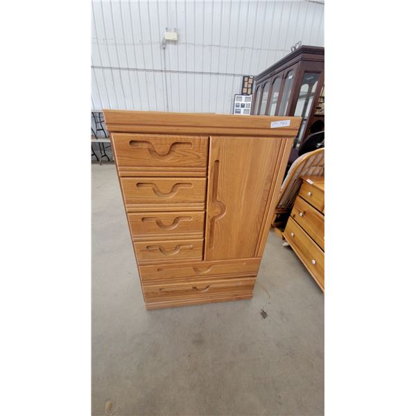 Oak Dresser with 5 Drawers and Cabinet Door 52.6”×33.6”×16”