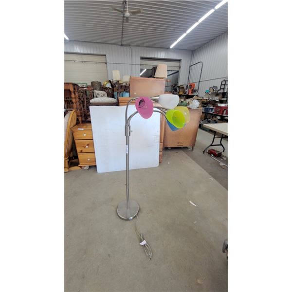 Multi-Color Floor Lamp with 4 Adjustable Heads: Pink, White, Green, and Blue Shades