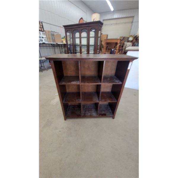 Dark Wood 9-Cubby Storage Shelf 48”×44”×16”