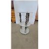 Image 1 : Three-Tiered Marble and Ornate Metal Side Table 26” High 15” diameter