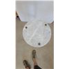 Image 2 : Three-Tiered Marble and Ornate Metal Side Table 26” High 15” diameter