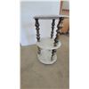 Image 4 : Three-Tiered Marble and Ornate Metal Side Table 26” High 15” diameter