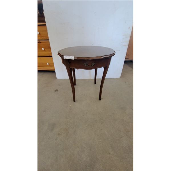 Scalloped Edge Side Table with Single Drawer 22” High 22” diameter