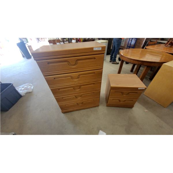 Oak Dresser, Chest of Drawers 45”×31”×16.6”, and Nightstand 22”×21”×16”