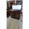 Image 1 : Dark Wood Sideboard with Two Drawers and Two Cabinet Doors 36”×36”×16”