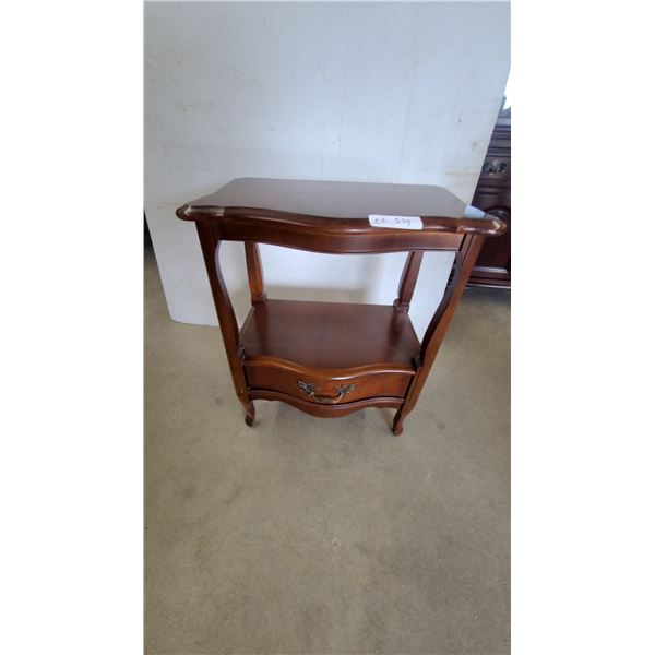 French Provincial Style Two-Tier End Table with Drawer 26”×22”×15”