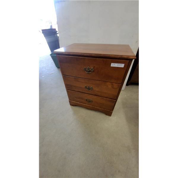 Three-Drawer Wooden Chest with Brass Pulls 30”×25”×16”