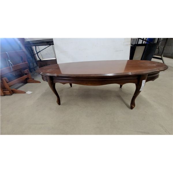 Oval Wood Coffee Table with Cabriole Legs 15”×49”×21”