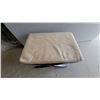 Image 2 : Beige Upholstered Bench /ottoman with Dark Wood X-Base 17”×28”×19”