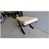 Image 3 : Beige Upholstered Bench /ottoman with Dark Wood X-Base 17”×28”×19”