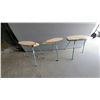Image 1 : Handmade Live-Edge Birch Slice Side Tables with Turquoise Rebar Legs, Set of 3