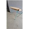 Image 2 : Handmade Live-Edge Birch Slice Side Tables with Turquoise Rebar Legs, Set of 3