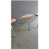 Image 3 : Handmade Live-Edge Birch Slice Side Tables with Turquoise Rebar Legs, Set of 3