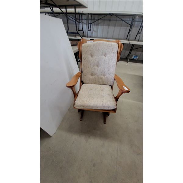Wood Glider Rocker with Upholstered Seat and Back