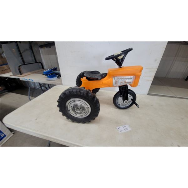 Reliable ride on Pedal Tractor with Black Seat and Steering Wheel, Silver Hubcaps, and Pedals