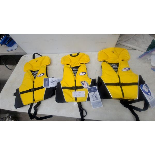 Nautilus Type II PFD Life Vests, 3 Pcs. Yellow and Black, with Tags appear new