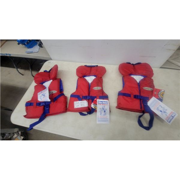 Three Buoy O Boy Wise Choice Life Vests, Red and Blue, with Tags appear new