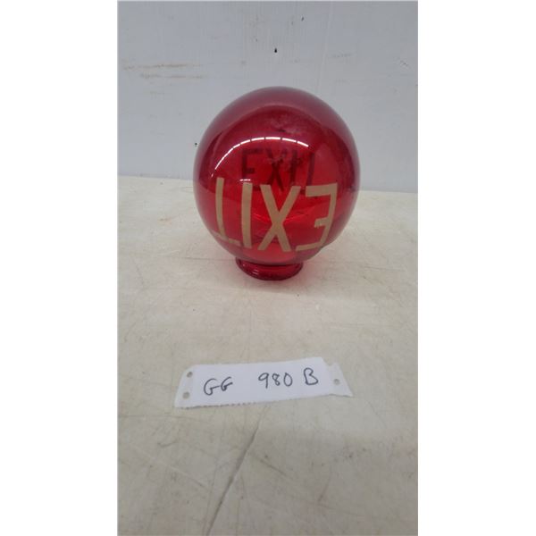Vintage Red Glass "EXIT" Globe Light Cover