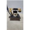 Image 2 : Two Vintage-Style Rotary Telephones: Candlestick and Cradle Phones, Black and Gold-Tone Accents