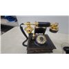 Image 3 : Two Vintage-Style Rotary Telephones: Candlestick and Cradle Phones, Black and Gold-Tone Accents