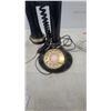 Image 5 : Two Vintage-Style Rotary Telephones: Candlestick and Cradle Phones, Black and Gold-Tone Accents